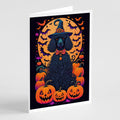Black Standard Poodle Witchy Halloween Greeting Cards Pack of 8 Blank Cards with Envelopes Whimsical A7 Size 5x7