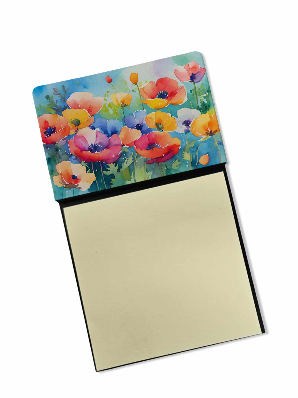 Anemones in Watercolor Watercolor Sticky Note Holder Refillable Dispenser Desk Accessory 3x3 Pad Gift