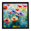 Anemones in Watercolor Framed Metal Print Bathroom, Kitchen, Office, Home Decor Wall Art Ready to Hang, Square, 8X8