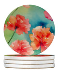 Carnations in Watercolor Large Sandstone Coasters Pack of 4 Absorbent Round Coasters Decor Gifts for Men or Women, 4 in, Multicolor