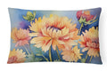 Chrysanthemums in Watercolor Decorative Throw Pillow 12x16 Indoor Outdoor Accent Cushion, Fabric Cover with Insert for Sofa, Bed, Porch & Living Room