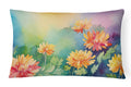 Chrysanthemums in Watercolor Decorative Throw Pillow 12x16 Indoor Outdoor Accent Cushion, Fabric Cover with Insert for Sofa, Bed, Porch & Living Room