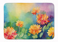 Chrysanthemums in Watercolor Memory Foam Kitchen Mat Machine Washable Anti-Fatigue Cushion Comfort Bath or Kitchen Rug