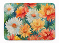 Chrysanthemums in Watercolor Memory Foam Kitchen Mat Machine Washable Anti-Fatigue Cushion Comfort Bath or Kitchen Rug