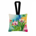 Orchids in Watercolor Hanging Square Fabric Ornament 3.5 × 3.5 Decorative Door-Knob & Tree Hanger, Soft Fabric