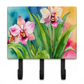 Orchids in Watercolor Leash or Key Holder Wall Hooks, Coat Rack Wall Mount, for Hanging Keys, Towels, Aprons, Leashes