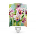Orchids in Watercolor Ceramic Night Light Compact, UL-Certified, Ideal for Bedroom, Bathroom, Nursery, Hallway, Kitchen, 6x4x3, Multicolor