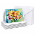 Orchids in Watercolor Greeting Cards Pack of 8 Blank Cards with Envelopes Whimsical A7 Size 5x7