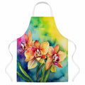 Orchids in Watercolor Apron Cooking Kitchen Server Baking Crafts Gardening for Adult Women Men, Unisex, Large, Multicolor