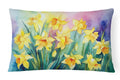 Daffodils in Watercolor Decorative Throw Pillow 12x16 Indoor Outdoor Accent Cushion, Fabric Cover with Insert for Sofa, Bed, Porch & Living Room