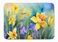 Daffodils in Watercolor Memory Foam Kitchen Mat Machine Washable Anti-Fatigue Cushion Comfort Bath or Kitchen Rug