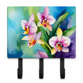 Orchids in Watercolor Leash or Key Holder Wall Hooks, Coat Rack Wall Mount, for Hanging Keys, Towels, Aprons, Leashes