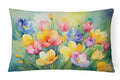 Freesias in Watercolor Decorative Throw Pillow 12x16 Indoor Outdoor Accent Cushion, Fabric Cover with Insert for Sofa, Bed, Porch & Living Room