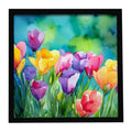 Freesias in Watercolor Framed Metal Print Bathroom, Kitchen, Office, Home Decor Wall Art Ready to Hang, Square, 8X8