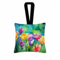 Freesias in Watercolor Hanging Square Fabric Ornament 3.5 × 3.5 Decorative Door-Knob & Tree Hanger, Soft Fabric