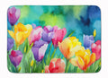 Freesias in Watercolor Memory Foam Kitchen Mat Machine Washable Anti-Fatigue Cushion Comfort Bath or Kitchen Rug