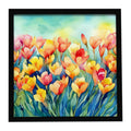 Freesias in Watercolor Framed Metal Print Bathroom, Kitchen, Office, Home Decor Wall Art Ready to Hang, Square, 8X8