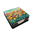 Freesias in Watercolor PU Leather Note Paper Holder with Artist-Designed Cover, Desk Accessory, Office Gift