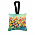 Freesias in Watercolor Hanging Square Fabric Ornament 3.5 × 3.5 Decorative Door-Knob & Tree Hanger, Soft Fabric