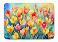 Freesias in Watercolor Memory Foam Kitchen Mat Machine Washable Anti-Fatigue Cushion Comfort Bath or Kitchen Rug