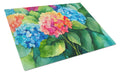 Hydrangeas in Watercolor Cutting Board Tempered Glass Kitchen Cutting Surface, Heat Resistant Chopping, Non-Slip Feet, Food Prep & Serving