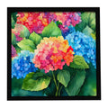 Hydrangeas in Watercolor Framed Metal Print Bathroom, Kitchen, Office, Home Decor Wall Art Ready to Hang, Square, 8X8