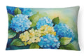 Hydrangeas in Watercolor Decorative Throw Pillow 12x16 Indoor Outdoor Accent Cushion, Fabric Cover with Insert for Sofa, Bed, Porch & Living Room