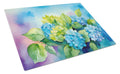 Hydrangeas in Watercolor Cutting Board Tempered Glass Kitchen Cutting Surface, Heat Resistant Chopping, Non-Slip Feet, Food Prep & Serving
