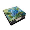 Hydrangeas in Watercolor PU Leather Note Paper Holder with Artist-Designed Cover, Desk Accessory, Office Gift