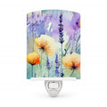Lavender in Watercolor Ceramic Night Light Compact, UL-Certified, Ideal for Bedroom, Bathroom, Nursery, Hallway, Kitchen, 6x4x3, Multicolor