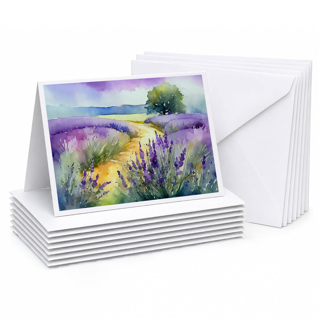 Lavender in Watercolor Greeting Cards Pack of 8 Blank Cards with Envelopes Whimsical A7 Size 5x7