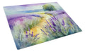 Lavender in Watercolor Cutting Board Tempered Glass Kitchen Cutting Surface, Heat Resistant Chopping, Non-Slip Feet, Food Prep & Serving