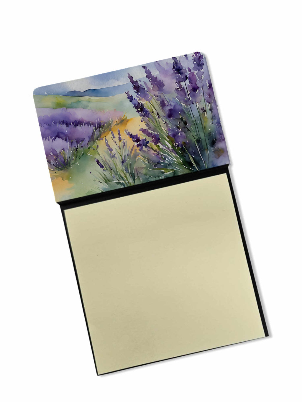 Lavender in Watercolor Watercolor Sticky Note Holder Refillable Dispenser Desk Accessory 3x3 Pad Gift