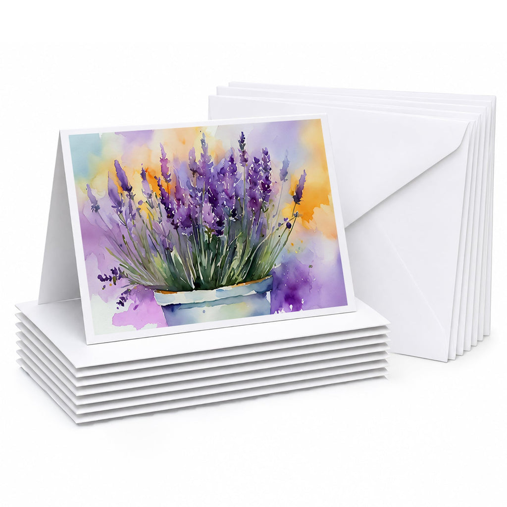 Lavender in Watercolor Greeting Cards Pack of 8 Blank Cards with Envelopes Whimsical A7 Size 5x7