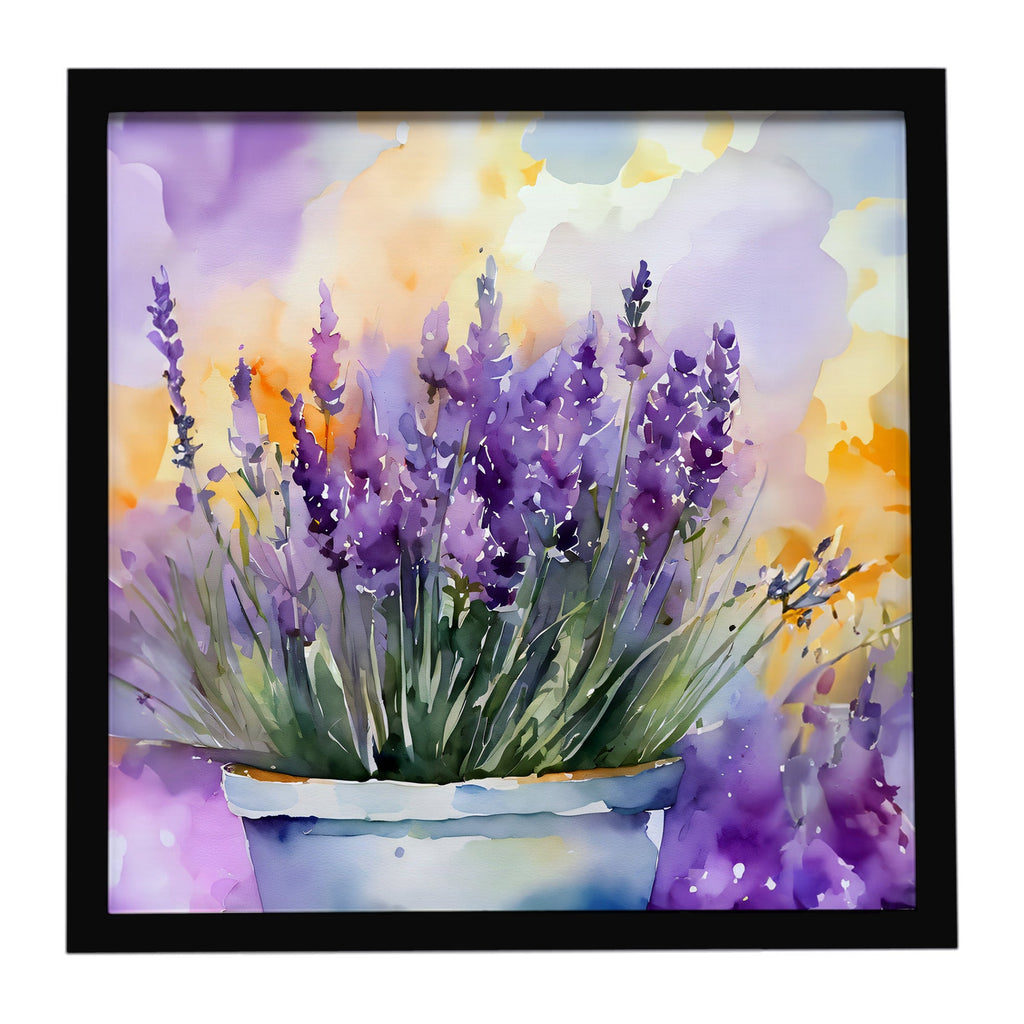 Lavender in Watercolor Framed Metal Print Bathroom, Kitchen, Office, Home Decor Wall Art Ready to Hang, Square, 8X8