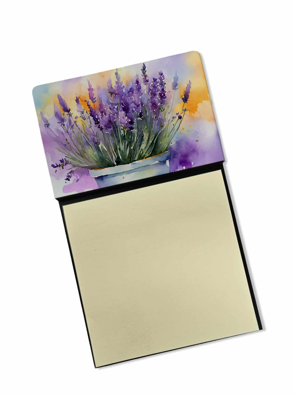 Lavender in Watercolor Watercolor Sticky Note Holder Refillable Dispenser Desk Accessory 3x3 Pad Gift