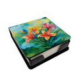 Lilies in Watercolor PU Leather Note Paper Holder with Artist-Designed Cover, Desk Accessory, Office Gift