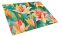 Lilies in Watercolor Cutting Board Tempered Glass Kitchen Cutting Surface, Heat Resistant Chopping, Non-Slip Feet, Food Prep & Serving