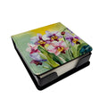 Orchids in Watercolor PU Leather Note Paper Holder with Artist-Designed Cover, Desk Accessory, Office Gift