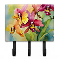 Orchids in Watercolor Leash or Key Holder Wall Hooks, Coat Rack Wall Mount, for Hanging Keys, Towels, Aprons, Leashes