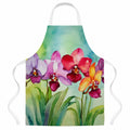 Orchids in Watercolor Apron Cooking Kitchen Server Baking Crafts Gardening for Adult Women Men, Unisex, Large, Multicolor