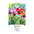 Orchids in Watercolor Ceramic Night Light Compact, UL-Certified, Ideal for Bedroom, Bathroom, Nursery, Hallway, Kitchen, 6x4x3, Multicolor
