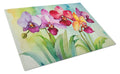 Orchids in Watercolor Cutting Board Tempered Glass Kitchen Cutting Surface, Heat Resistant Chopping, Non-Slip Feet, Food Prep & Serving