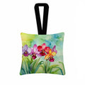 Orchids in Watercolor Hanging Square Fabric Ornament 3.5 × 3.5 Decorative Door-Knob & Tree Hanger, Soft Fabric