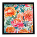 Peonies in Watercolor Framed Metal Print Bathroom, Kitchen, Office, Home Decor Wall Art Ready to Hang, Square, 8X8