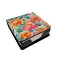 Peonies in Watercolor PU Leather Note Paper Holder with Artist-Designed Cover, Desk Accessory, Office Gift