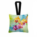 Orchids in Watercolor Hanging Square Fabric Ornament 3.5 × 3.5 Decorative Door-Knob & Tree Hanger, Soft Fabric
