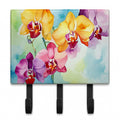 Orchids in Watercolor Leash or Key Holder Wall Hooks, Coat Rack Wall Mount, for Hanging Keys, Towels, Aprons, Leashes