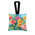 Ranunculus in Watercolor Hanging Square Fabric Ornament 3.5 × 3.5 Decorative Door-Knob & Tree Hanger, Soft Fabric