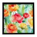 Ranunculus in Watercolor Framed Metal Print Bathroom, Kitchen, Office, Home Decor Wall Art Ready to Hang, Square, 8X8